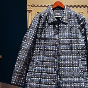 Lands' End Women’s Blue Plaid Patterned Jacket NWOT